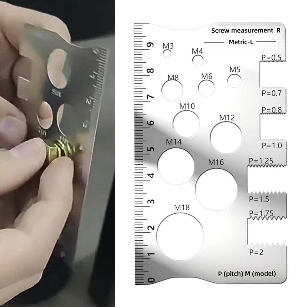 Ruimtebesparende Schroefmeetlat 304 Roestvrij Staal Meetgereedschap Schroefdraadmeter Thuisgebruik
