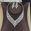 Ladies Jewelry Set New Simple And Versatile Bridal Wedding Dress Necklace Earrings Two -Piece Korean Rhinestone Wedding Necklace