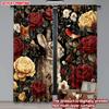 2D Flat Printing 2pcs Happy Valentine's Day Scene Curtain Rose Rabbit Pattern Worn Red Earth Color Digital Printed Polyester