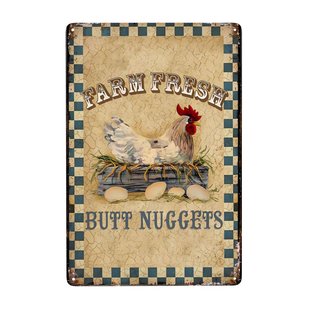 1pc, Vintage Metal Sign Chicken Stop Staring At My Cock Farmhouse Sign Chicken Coop Decor for Home, Farm & Kitchen 8x12 Inch