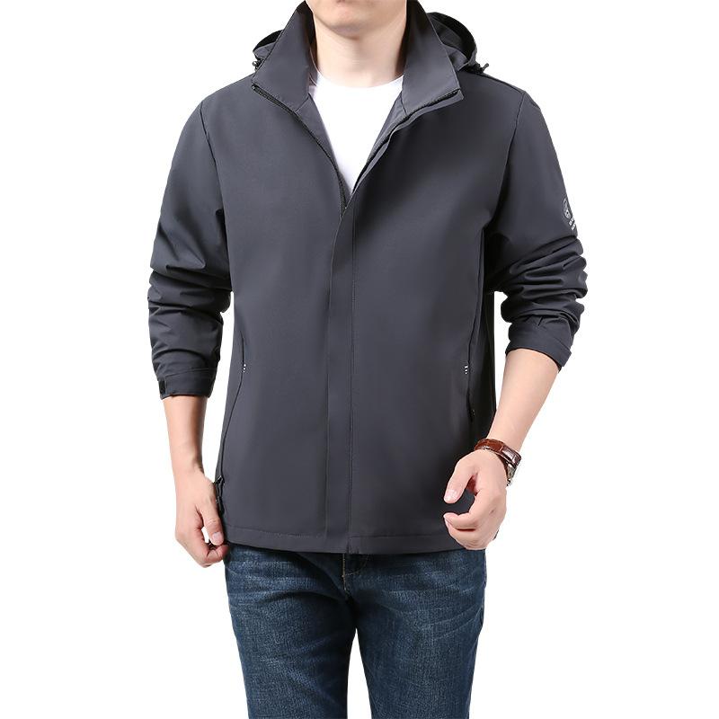 Men's Spring and Autumn Coat Printing Thin Hooded Windbreaker Outdoor Sports Jacket Men's Jacket