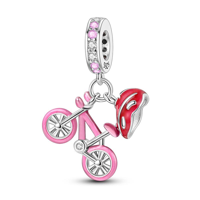 Christmas Charm Bead Charms Bead copper CZ Zircon Pendants Safety Chain Compatible With Bangle Authentic Bracelets Do It Yourself Jewellery Gift
