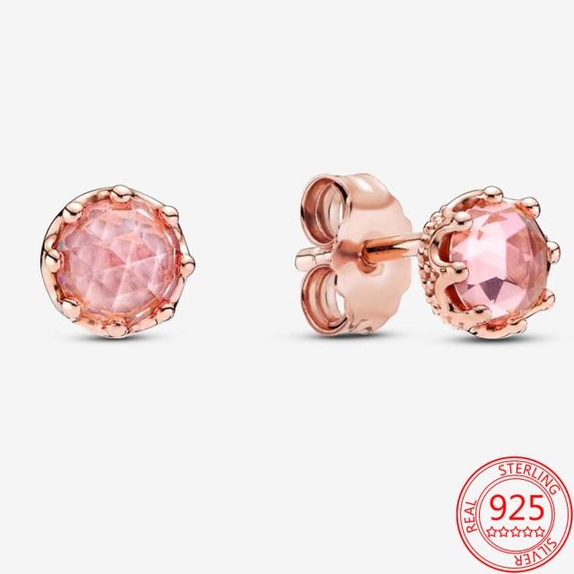 Classic 925 Sterling Silver Heart Hoop Earrings Halo Round Crown &Rose Gold Ladybug Stud Earrings Romantic Women Birthday Gift