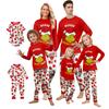 Set de familie drăguț cu imprimeu de Crăciun pijamale, haine de casă, set de familie cu mânecă lungă, pantaloni, top