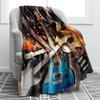 Music Themed Flannel Throw Blanket Guitar Piano Drum Pattern Super Soft for Sofa Bed Living Room Couch Blanket Music Lover Gifts