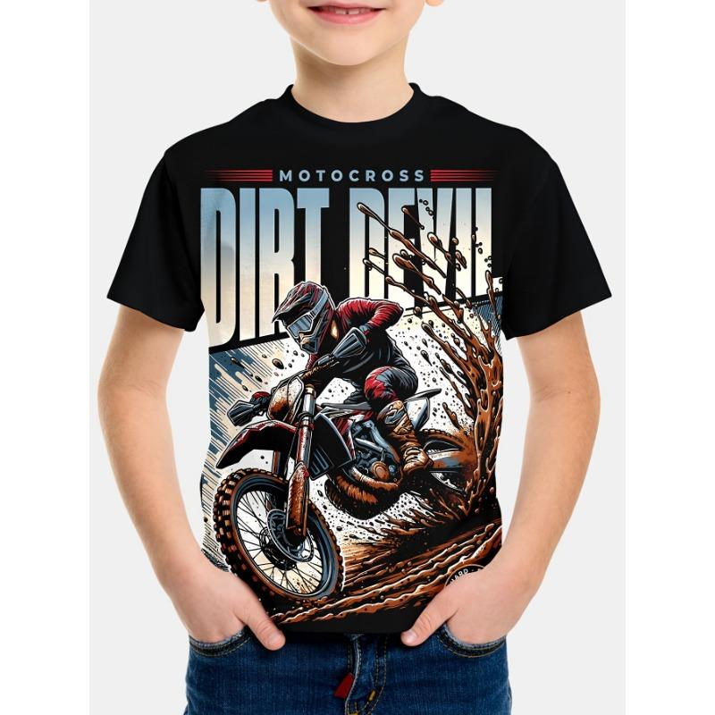 Children's T-shirt 3d Horse Year Printed Round Neck Short Sleeve Upper