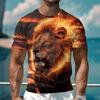 Men's Graphic Animal Lion T Shirt Short Sleeve T Shirt 3D Print Crew Neck Shirt Retro Vintage Casual Street Style Sports