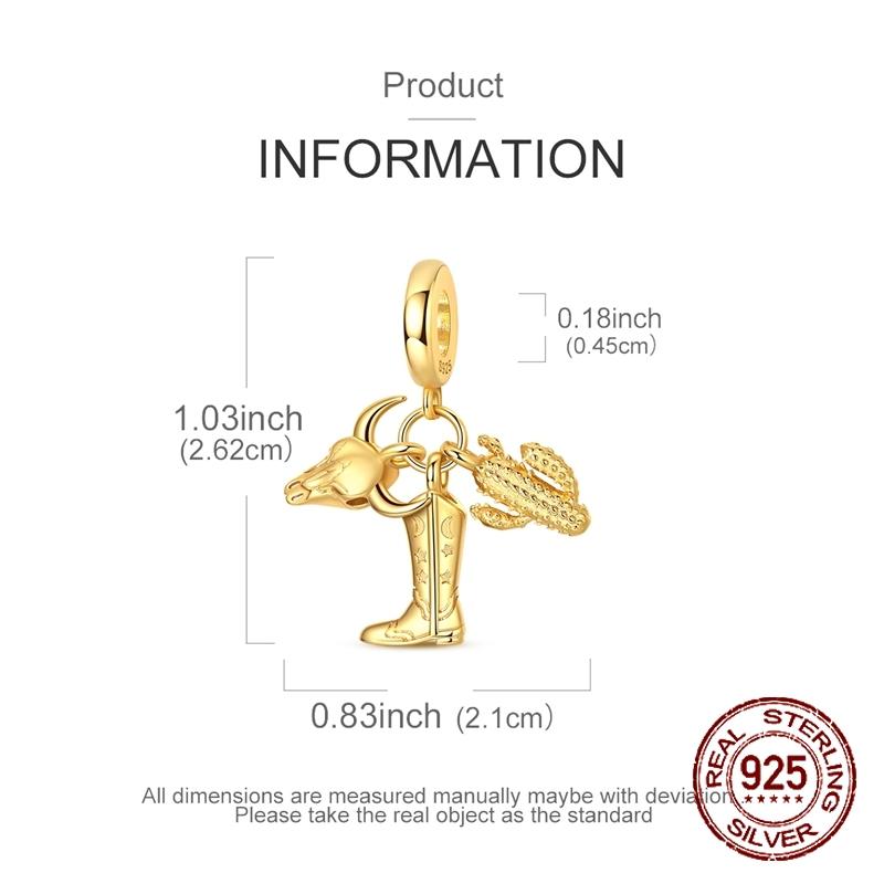 Goldener Kaktus Stiefel Charm Perlen Komponenten Kupfer Metall Wüste Dreiteiliges Set Hängender Anhänger Perlen Komponente Kompatibel Mit Armband Hoch