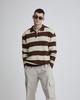 ODEOUEKNIT Muscle Fit Rugby Polo Knit (Cream Brown)