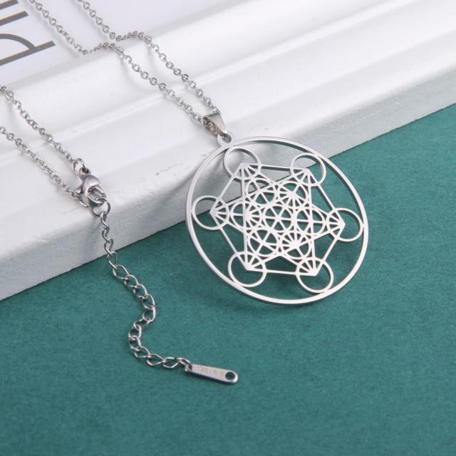 Nerezová ocel Andělské těsnění Archanděl Metatron Náhrdelníky Ženy Muži Geometrické Tajemství Kabbalistů Zahrada Šalamoun Šperky Geometrické Náhrdelníky