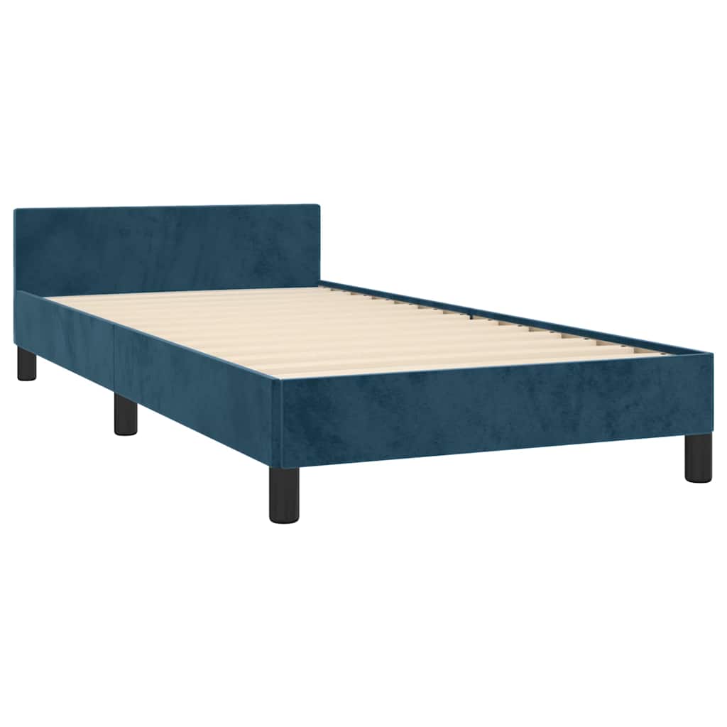 Bed Frame without Mattress Dark Blue 90 x 190 cm Velvet