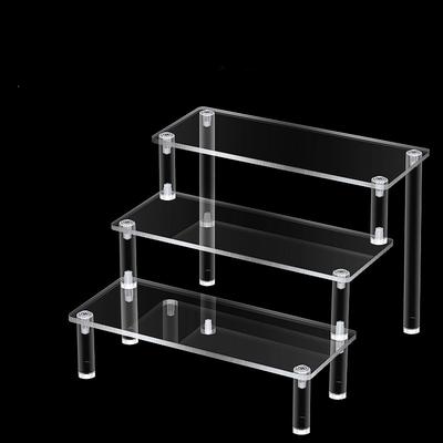 1–3-stufiger Acryl-Ausstellungsständer, langlebiges Ausstellungsregal für Cupcakes, Parfüm, Puppen, transparentes trapezförmiges Lagerregal für Blindboxen