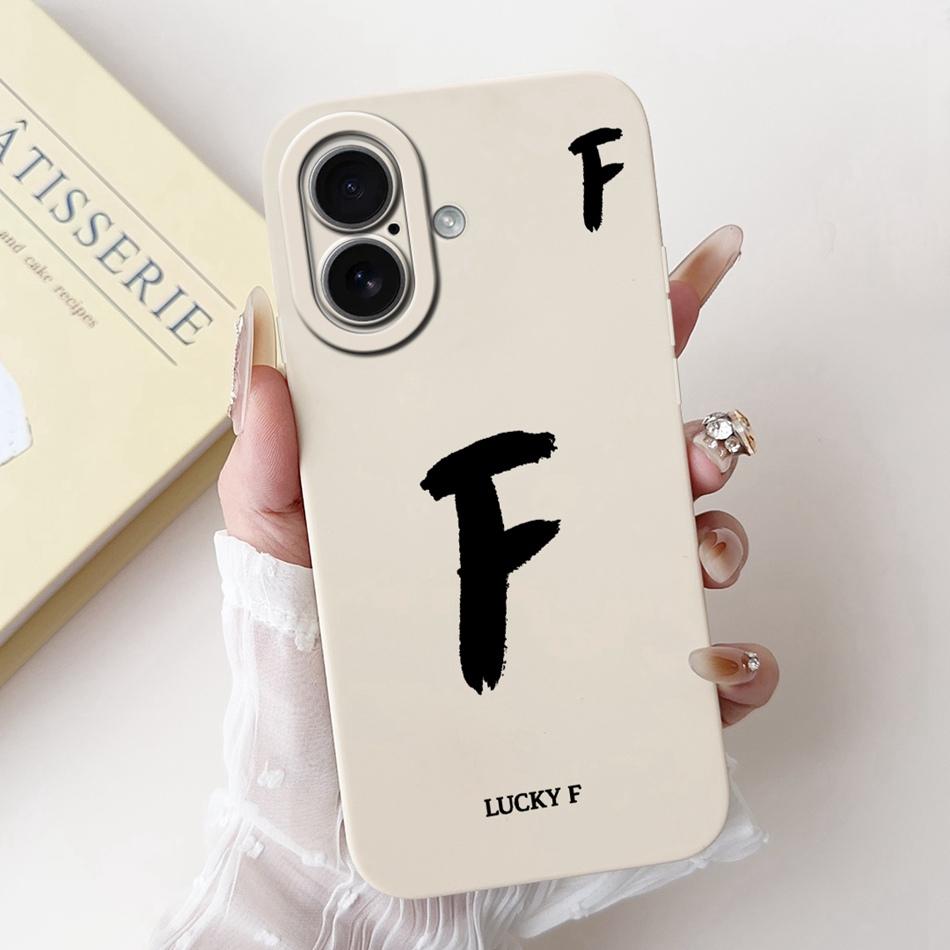 For iPhone 17 17Air Lucky Initial Letter Phone Case For iPhone17 17 Air Soft Silicone Shockproof Cases Bumpers