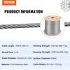 T316 Stainless Steel Wire Rope Cable High Strength Tension Flexible Stainless Steel Cable OD 3.2MM Length 1000Ft 11.14KN Cable Railing(300M)