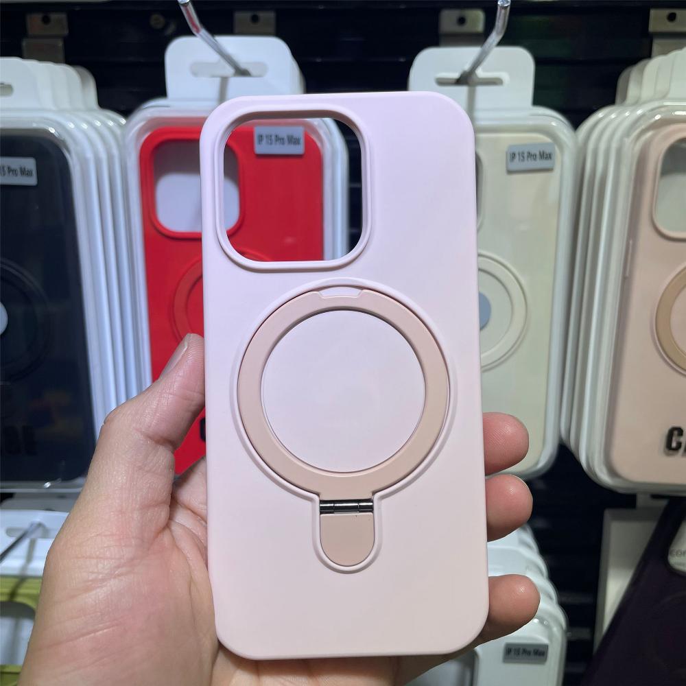Compatível com Apple iPhone 15 Pro Max, Suporte Magnético, Capa de Silicone Líquido para Telefone, iPhone 17 com Capa Protetora com Ponto de Apoio