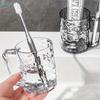 Hammered Glass Tumbler with Handle, Clear & Gray Water Cup, Toothbrush Holder for Bathroom, Home, Office