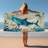1pc Shark Pattern Beach Towel Quick Drying Soft Absorbent Beach Towel Microfiber Beach Blanket for Outdoor Swimming Camping