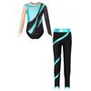 Girls Dance Set Long Sleeve Leotard Cutout Back with Pants