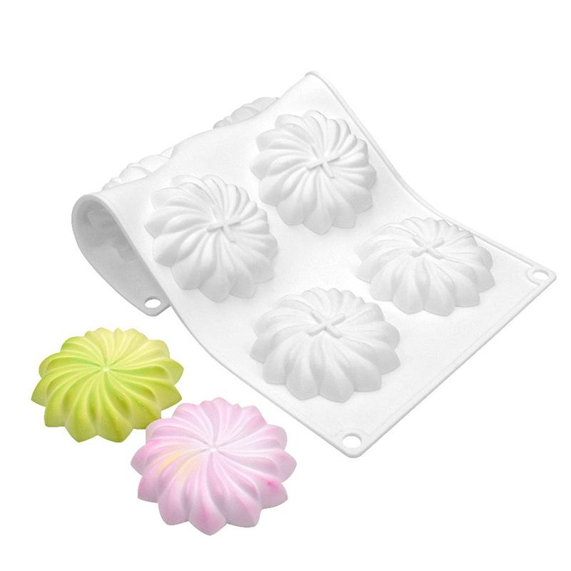 6 Caviteit Geometrie Spiraal Bloem Siliconen Vorm Wervelwind Bakvorm DIY Chocolade Bakgereedschap Taart Decoratie Accessoires