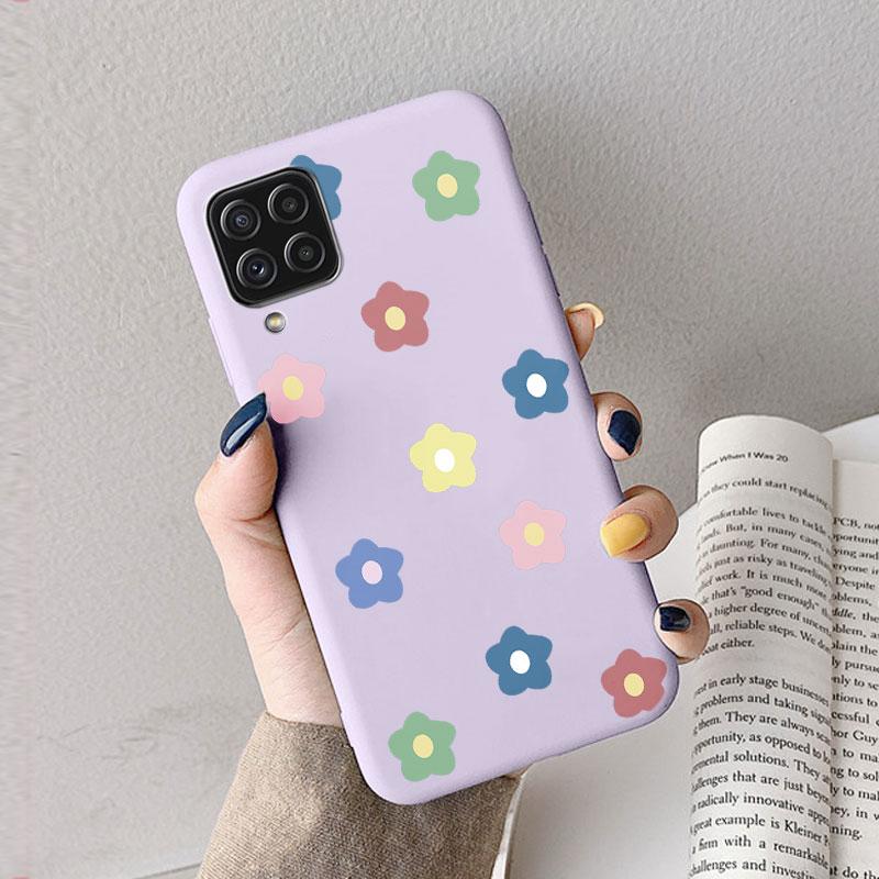 Case For Samsung A12 5G M12 F12 A 12 Cute Heart Flower Back Cover Soft Silicone Matte Protective Funda For Samsung Galaxy A12 5G