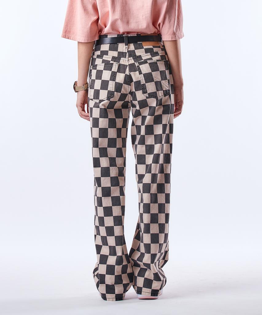 Pillogeulaem Queen Chess Pigment Wide Pants (Beige)