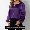 European & American Women's Long-Sleeve Satin Blouse - Silk-like Casual Pleated Top