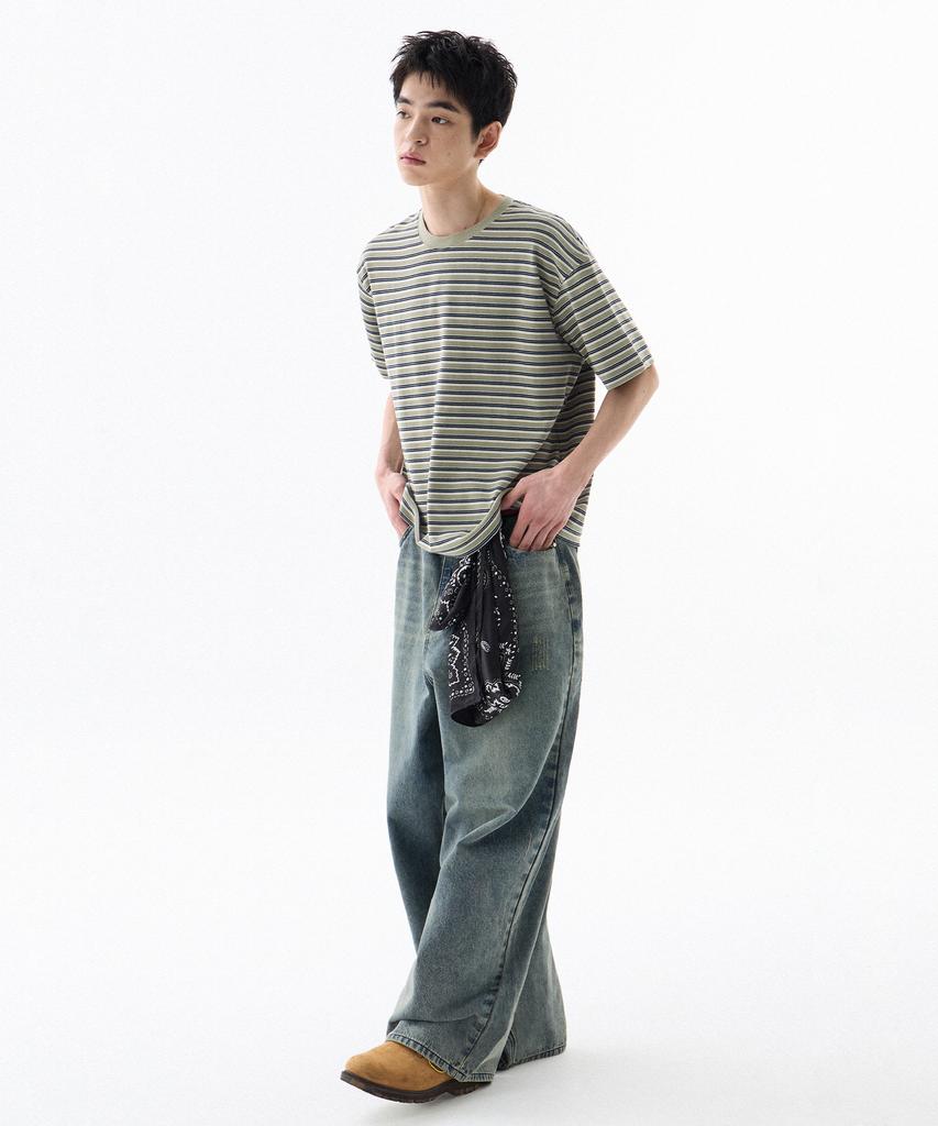 FILLUMINATE Semi-Crop Tone-On-Tone Striped T-Shirt - 3 Colors