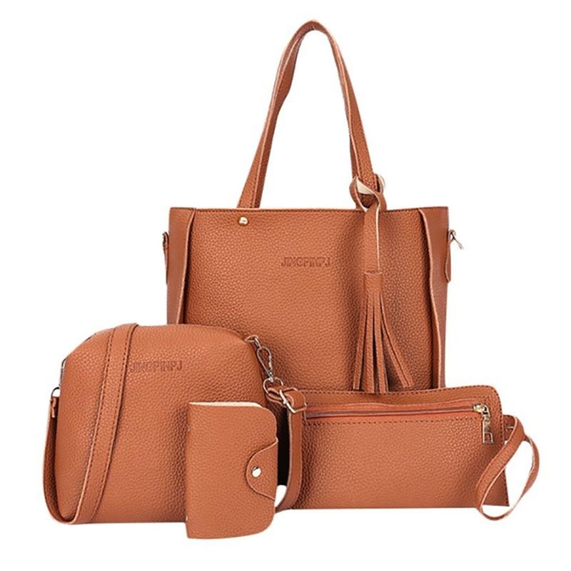4Pcs/set Crossbody Bags Women Bag Set Leather Shoulder Bags Purse Ladies PU Crossbody Bag Bolsa Feminina