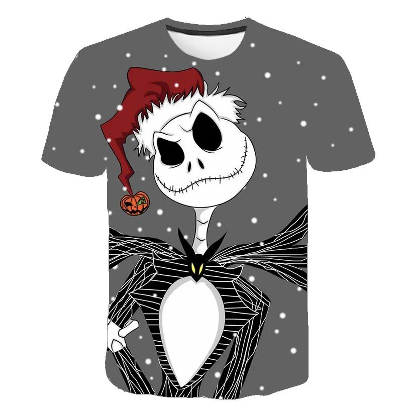 Halloween Skull Pattern Women's T-shirt Harajuku Tees Women's Hip Hop T-shirt European and American Street Wear Short Sleeve Loose Soft Top