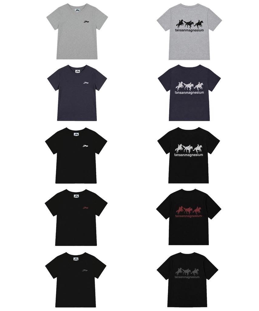 Tansanmageunesyum Horse Rabbit T-Shirt (Black/Grey)