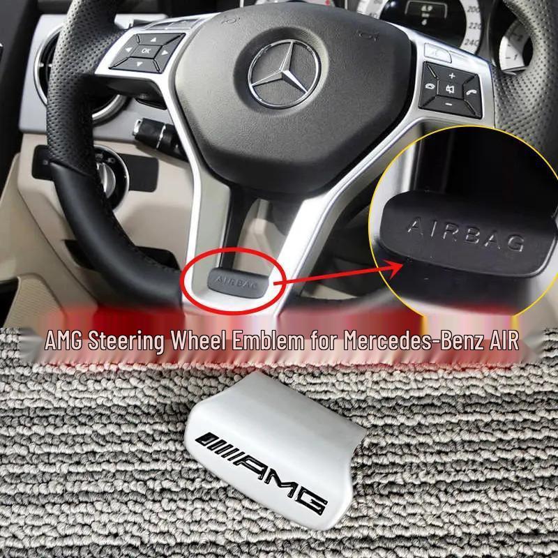 מדבקת קישוט להגה מרצדס עבור דגמי A, B, C, E, GLC, GLA, CLA, GLE, GLS עם לוגו AMG.