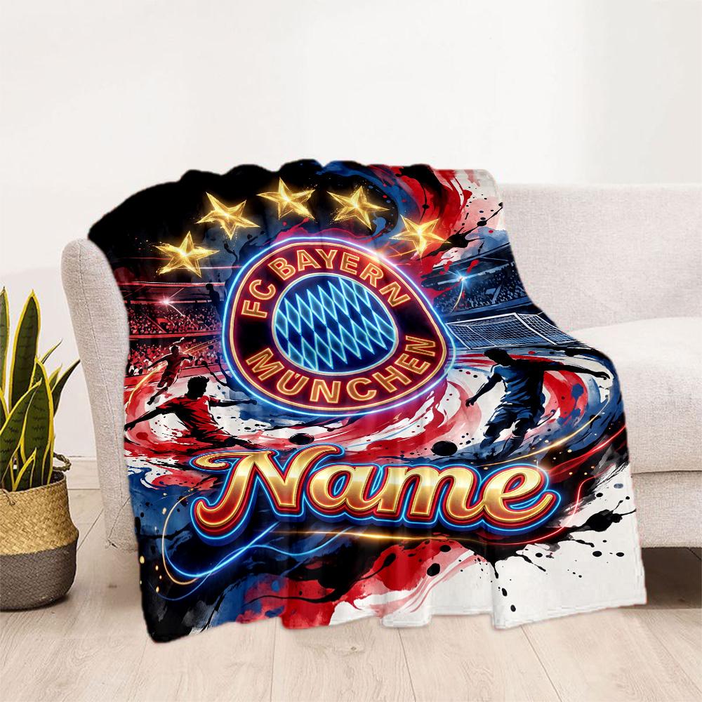 Bayern Munich Fan Gear Personalized Text Blanket Lightweight Customizable Blanket Ultra-Soft for Chair Picnics Bed Office Chair Ideal for All Seasons