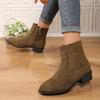 Modieuze Veelzijdige Korte Laarzen Elegante Damesschoenen Herfst Winter Puntneus Dikke Hak Casual Comfortabele Hoge Haklaarzen