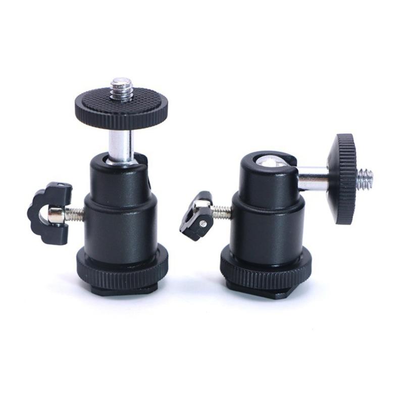 Metal Ball Head Hot Shoe Mount Adapter with 360 Degree Rotation for Standard 1/4 Inch DSLR Cameras LED Photography Lights
