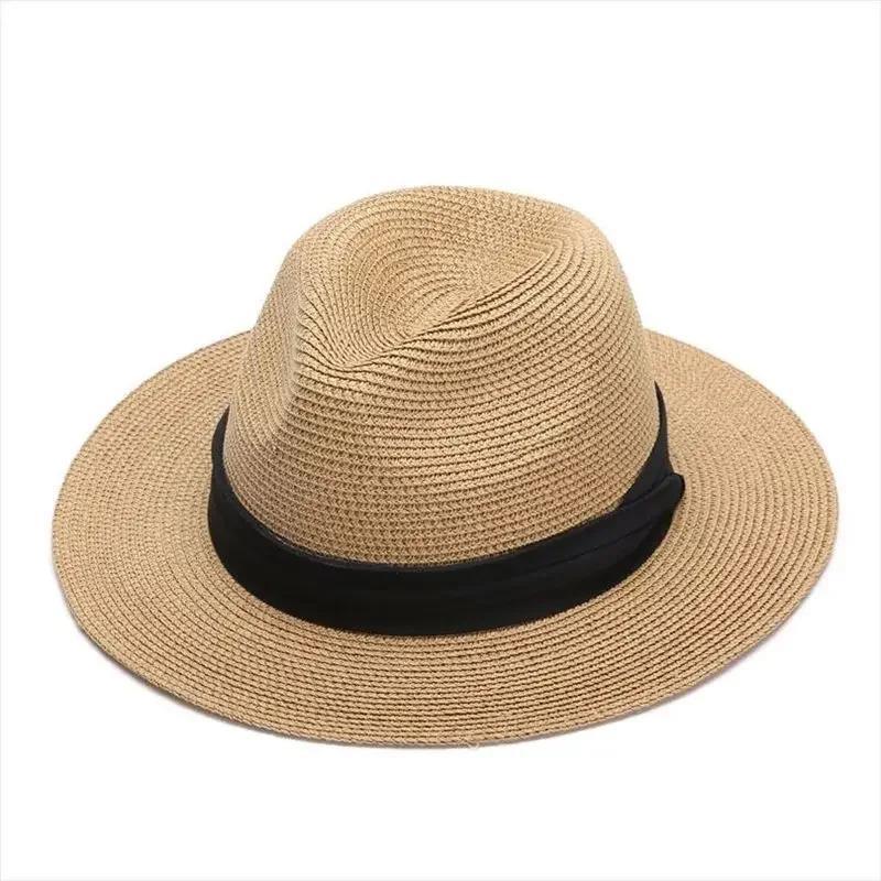 XL Big Head 63CM Summer Beach Woven Sun Hats Men Women Plus Size Jazz UV UPF 50+ Sun Protection Travel Panaman Straw Hats Unisex