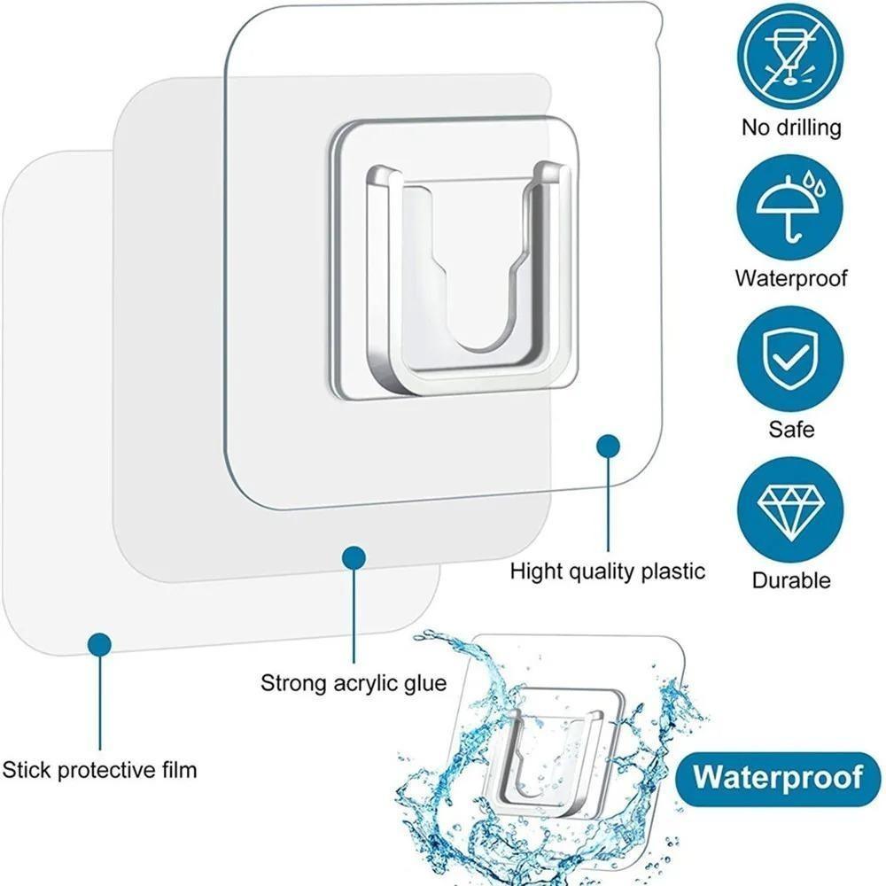 1/3/5/10/20 Pairs Double Sided Self Adhesive Wall Hooks Transparent Invisible Hook Wall Storage Holder Kitchen Bedroom Organizer