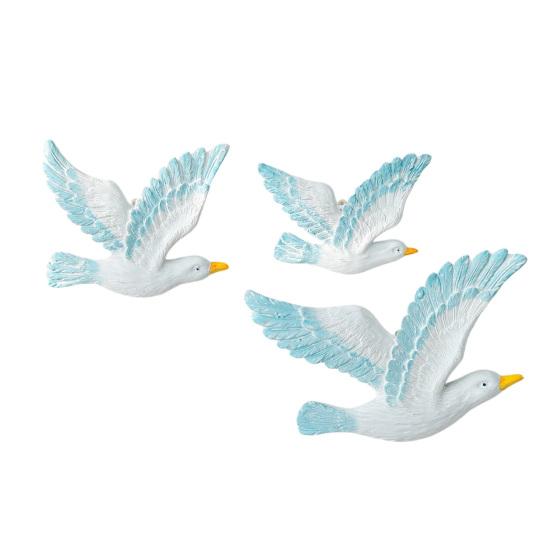 3 Pcs Coastal Seagulls Wall Decor Nautical Resin Sea Birds Wall Plaques Ocean Wall Hanging Sculpture for Living Room Bar Cafe Home Decor