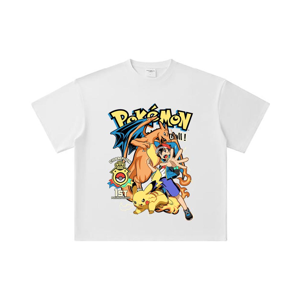 260 GSM Double Yarn 32 Count 100% Cotton Pokemon V1 Print Unisex Heavy Cotton T Shirt