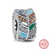 S925 Silver Colorful Zircon Butterfly Flower Leaf Bouquet Ferris Wheel Love Beads Fit Original  Charm Bracelet DIY Jewelry