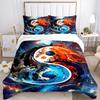3PCs Yin Yang Symbol Design Cover Set, Breathable Fabric, Machine Washable (1 Duvet Cover + 2 Pillowcases) (Without Quilt) yy250911125
