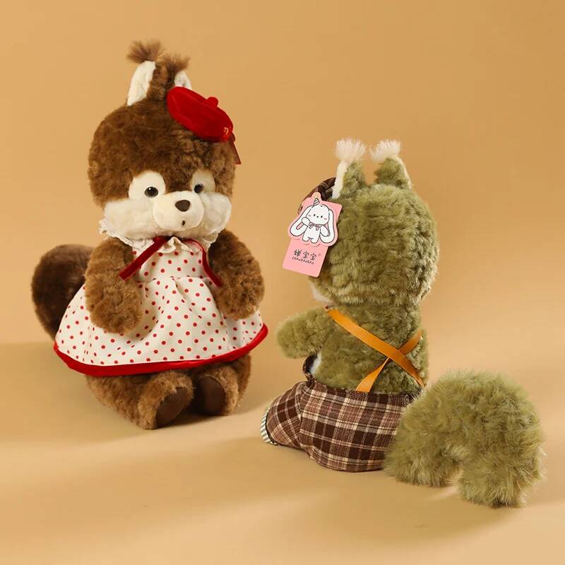 30/40cm Kawaii Squirrel Plush Toy 3 Colors Stuffed Squirrel with Clothes and Dress Animal Doll Kid Toys Birthday Gift