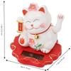 ABS Fortune Maneki Neko Statue 3in Solar Feng Shui Cat Figurine  Office Desk Decorative Figurine