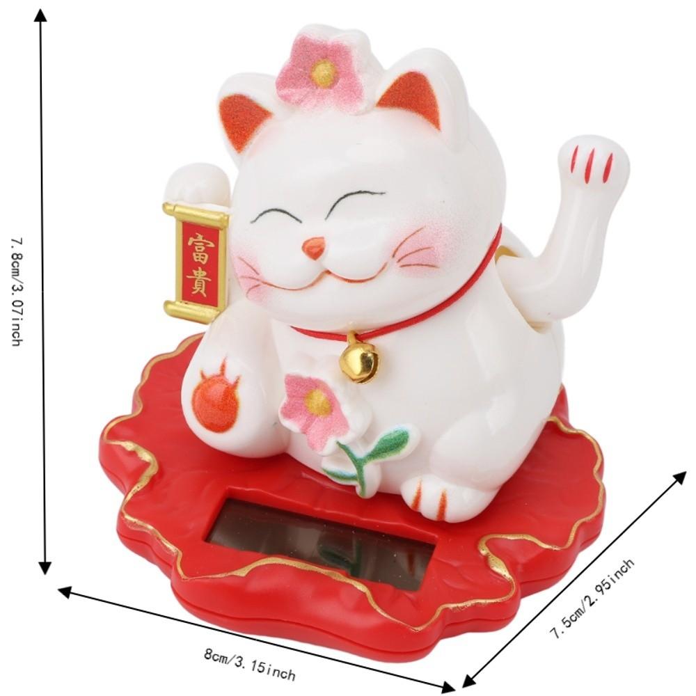 ABS Fortune Maneki Neko Statue 3in Solar Feng Shui Cat Figurine  Office Desk Decorative Figurine