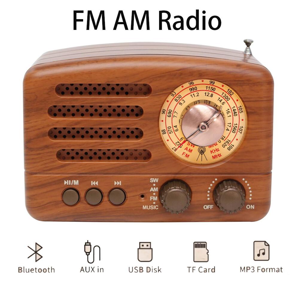 Ретро Настільний FM AM Радіоприймач Акумуляторний MP3 Стерео Bluetooth Динамік