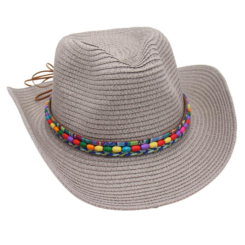 Colorful Beaded Beach Hat Ethnic Style Cowboy Straw Hat Panama Sun Protection Sun Hat Spring Summer Spanish Jazz Hat