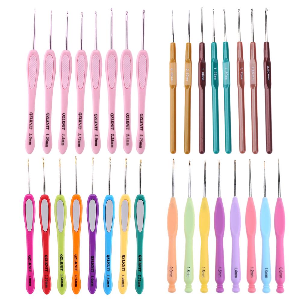 8Pcs Soft Handle Colorful Aluminium Alloy Crochet Hooks Knitting Needles Set Sewing Knitting Chrochet Hooks DIY Craft Tool