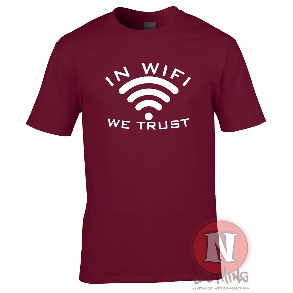 In Wifi We Trust Funny Geek Nerd Hipster TShirt Technology Mobile Phone Tee