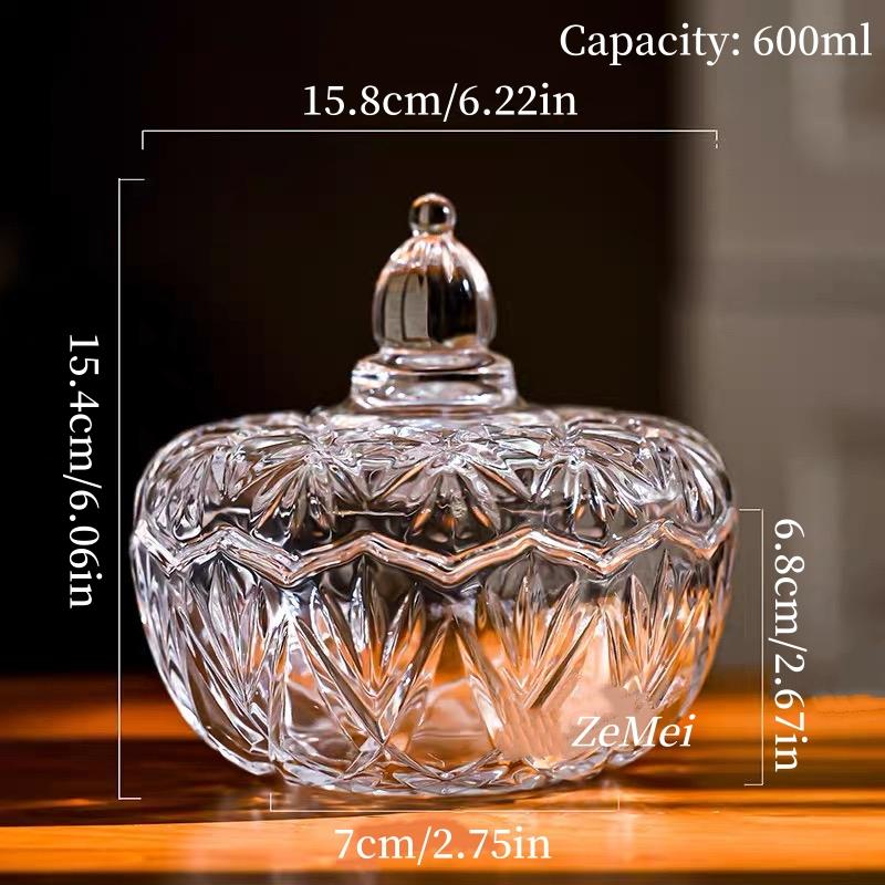 Bocal de rangement en verre coloré style européen, Pots à café et sucre & Organisateur de boîtes à bijoux en verre avec couvercle Contenant à bonbons Décoration