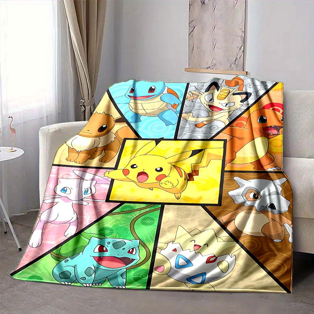 1 ks Pokemon, Měkká teplá deka, Pléd pro všechny sezóny na pohovku, postel, auto, kancelář, Živý barevný design, Odolný a útulný dárek