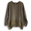 Johnature Solid Color Splicing Long Sleeves O-Neck T-Shirt Woman Autumn Fashion Vintage Style Loose T-Shirt